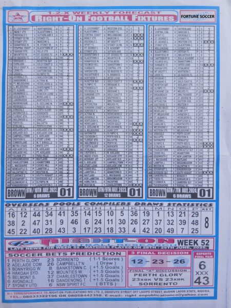 week 1 right on fixtures 2025 back page