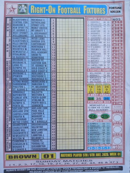 week 1 right on fixtures 2025 front page