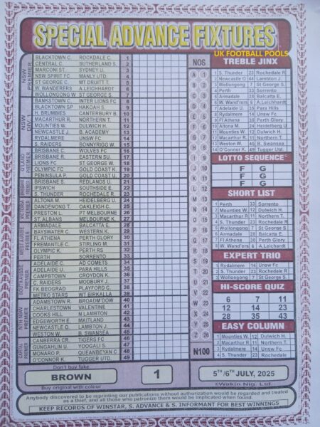 week 1 special advance fixtures 2025