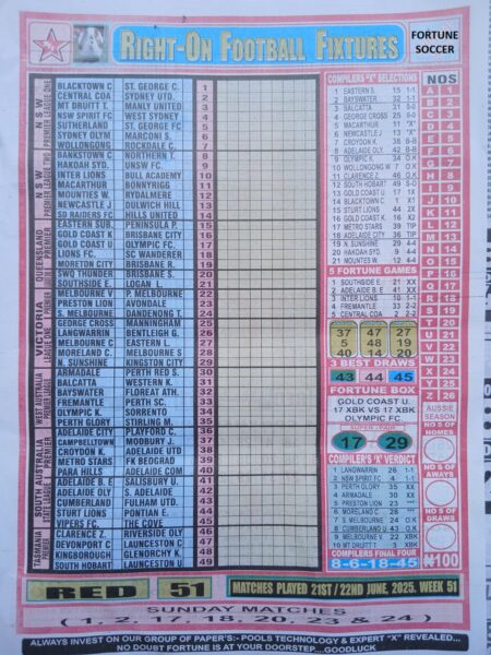 week 51 right on fixtures 2025 front page