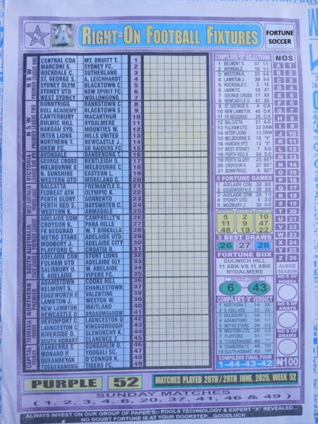 week 52 right on fixtures 2025 front page