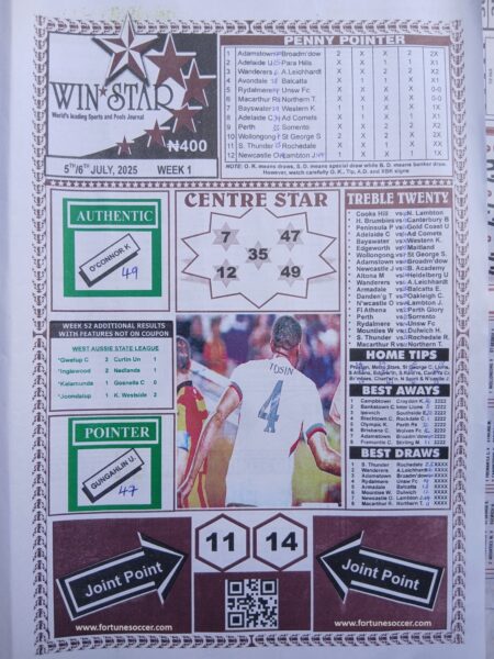 week 1 winstar pool paper 2025 page 1