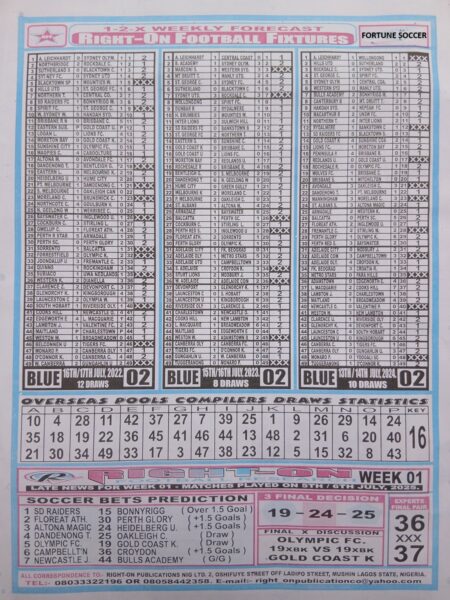 week 2 right on fixtures 2025 back page