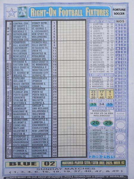 week 2 right on fixtures 2025 front page