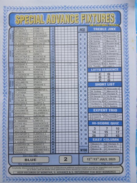 week 2 special advance fixtures 2025