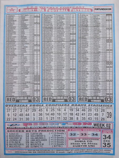 week 3 right on fixtures 2025 back page