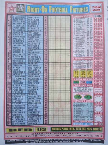 week 3 right on fixtures 2025 front page