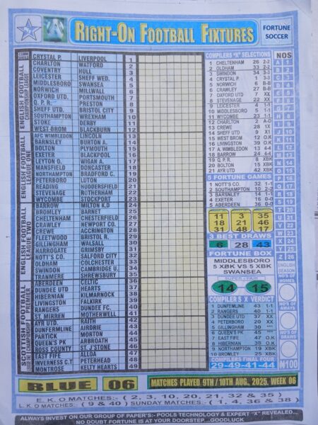 week 6 right on fixtures 2025 front page
