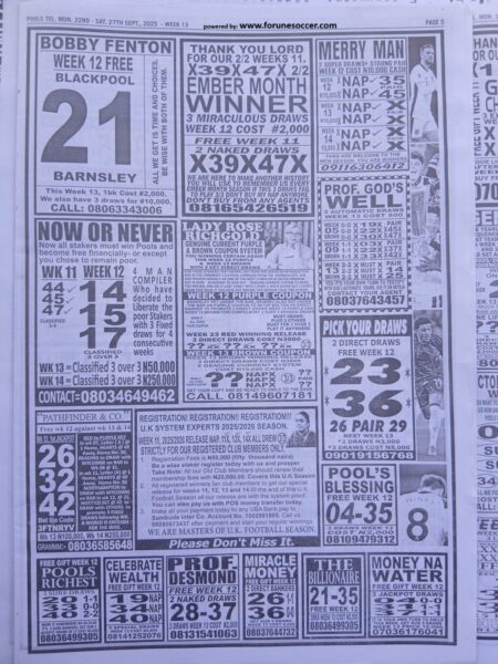 week 13 pools telegraph 2025 page 5