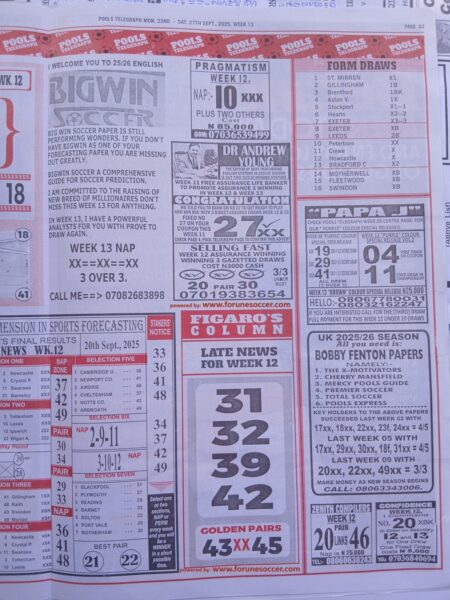 week 13 pools telegraph 2025 page 9