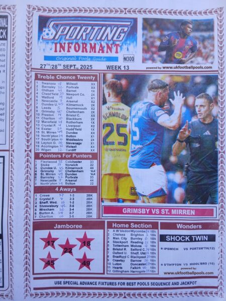 week 13 sporting informant 2025 page 1
