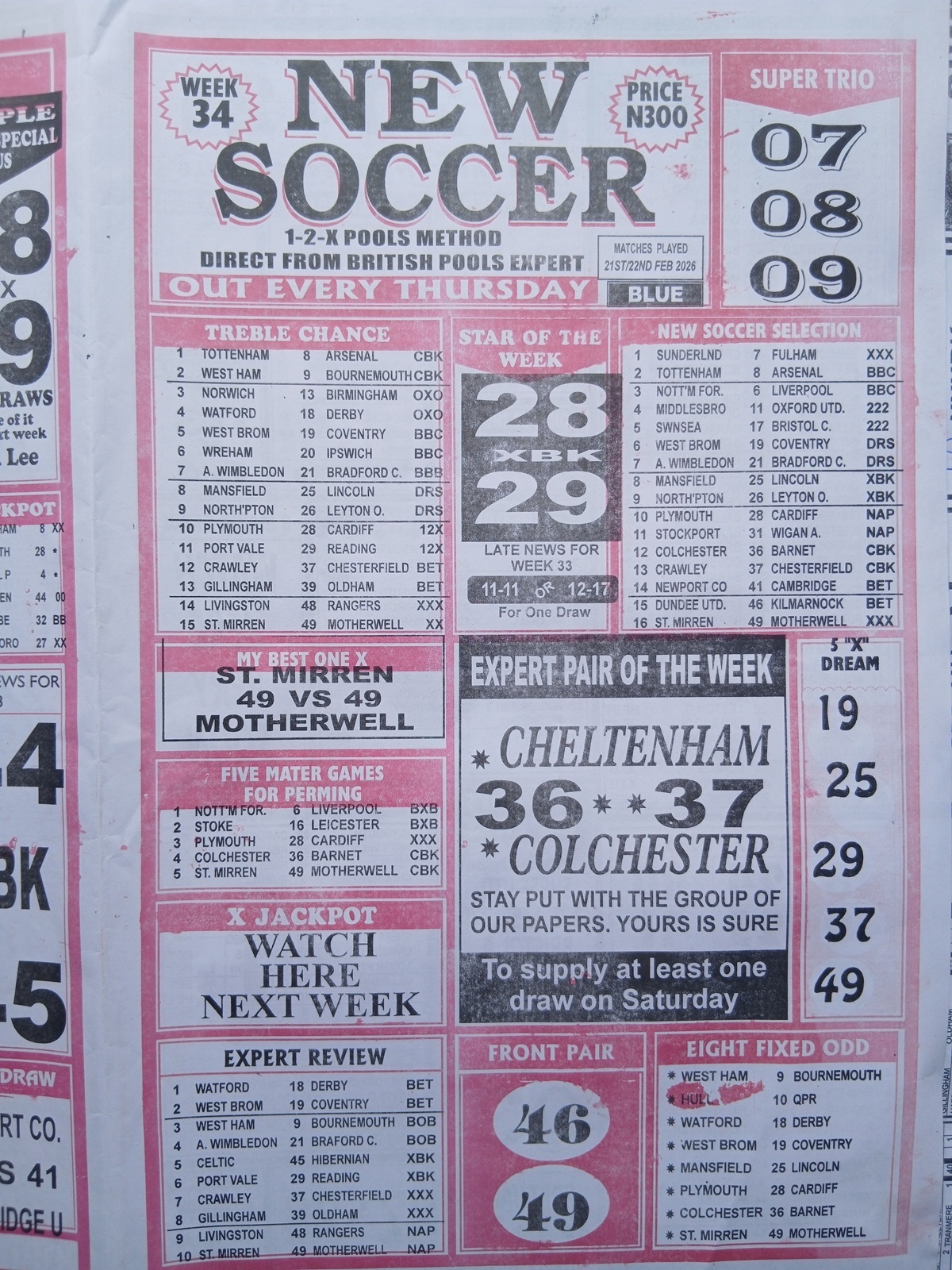 week 34 new soccer 2026 page 1