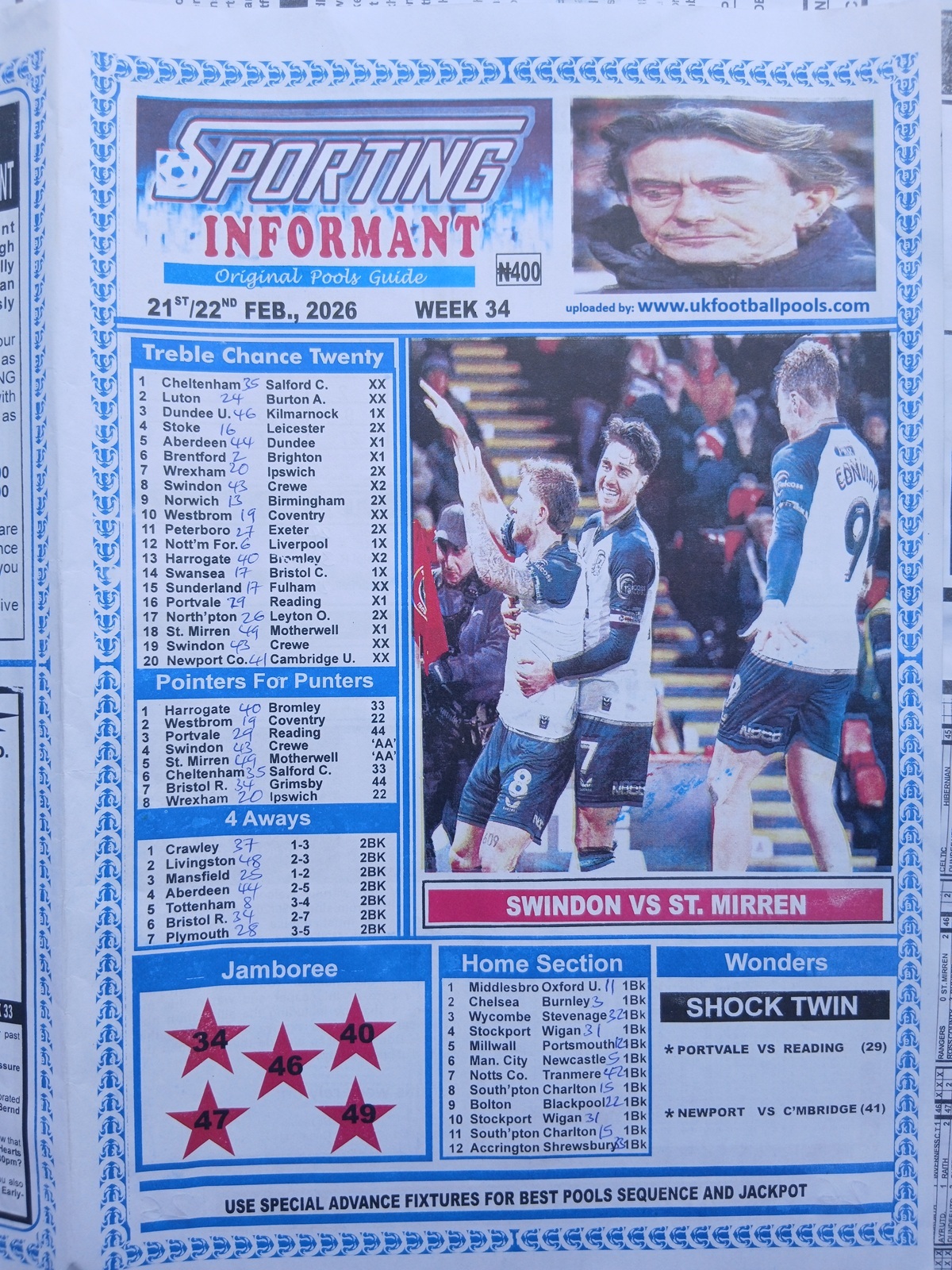 week 34 sporting informant 2026 page 1