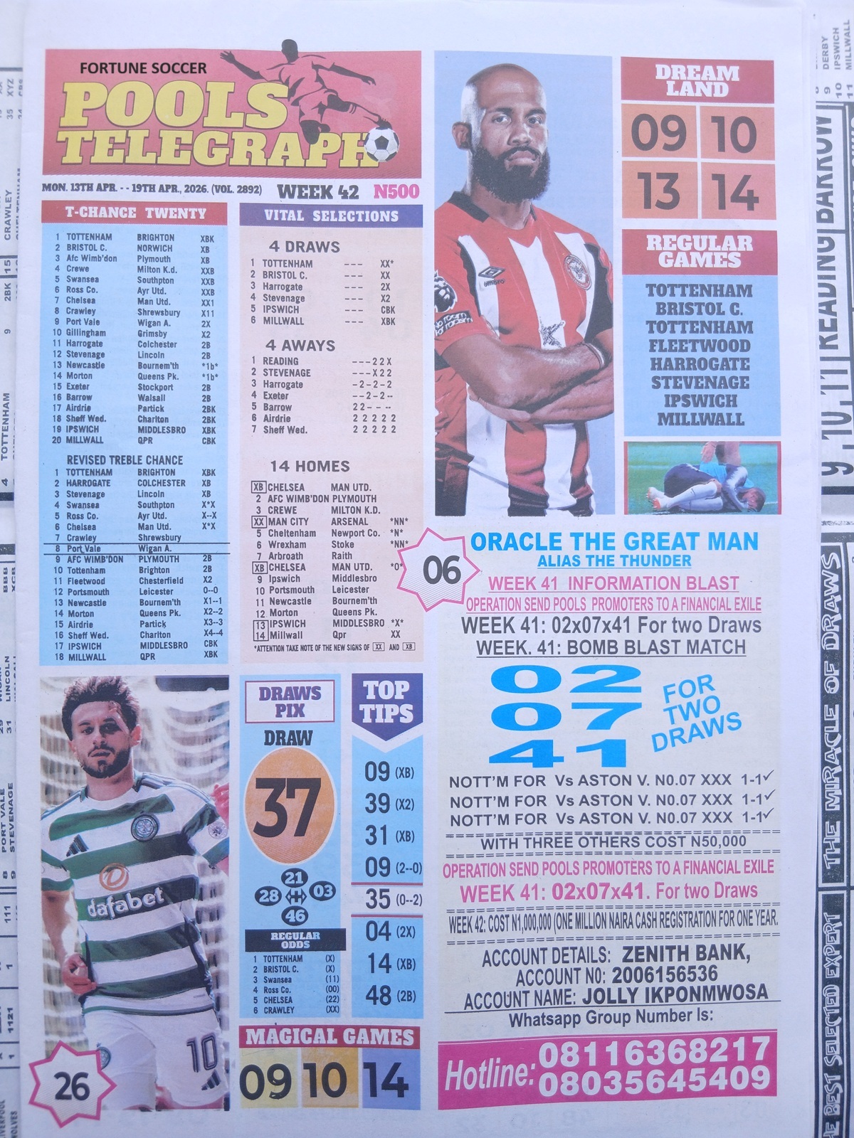 week 42 pools telegraph 2026 page 1