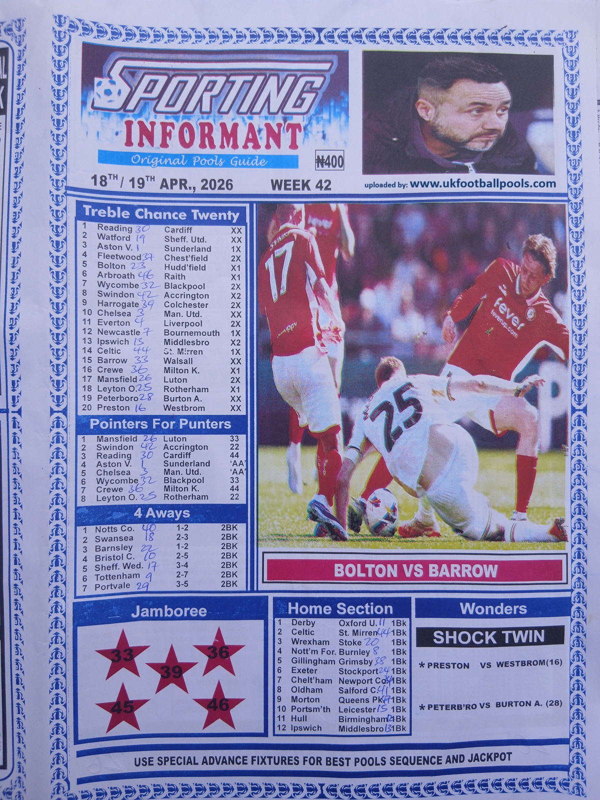 week 42 sporting informant 2026 page 1