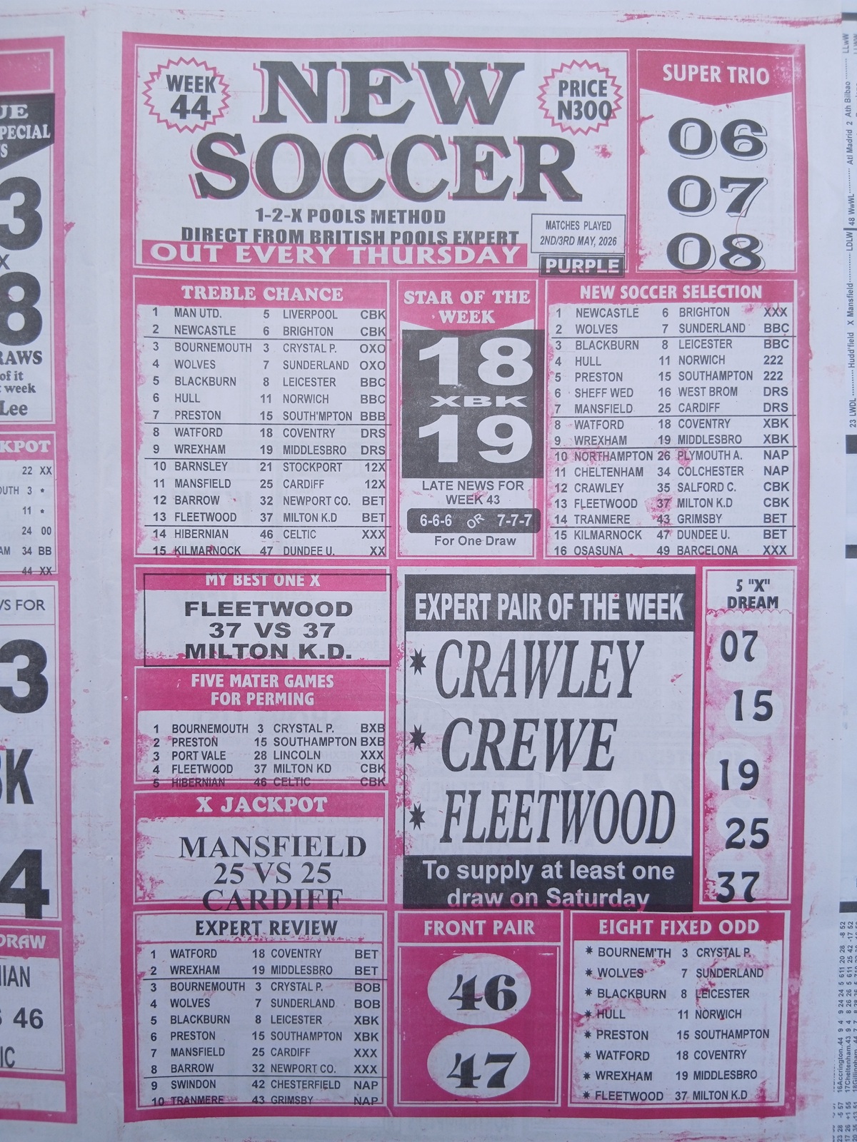 week 44 new soccer 2026 page 1