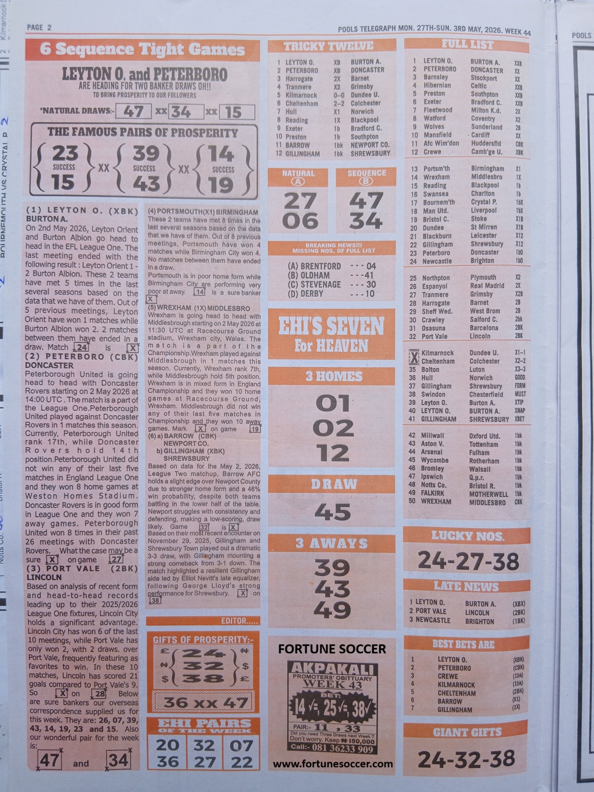 week 44 pools telegraph 2026 page 2