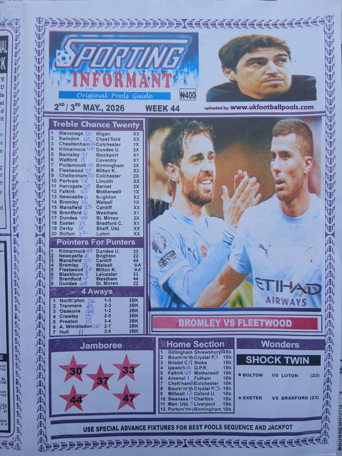 week 44 sporting informant 2026 page 1