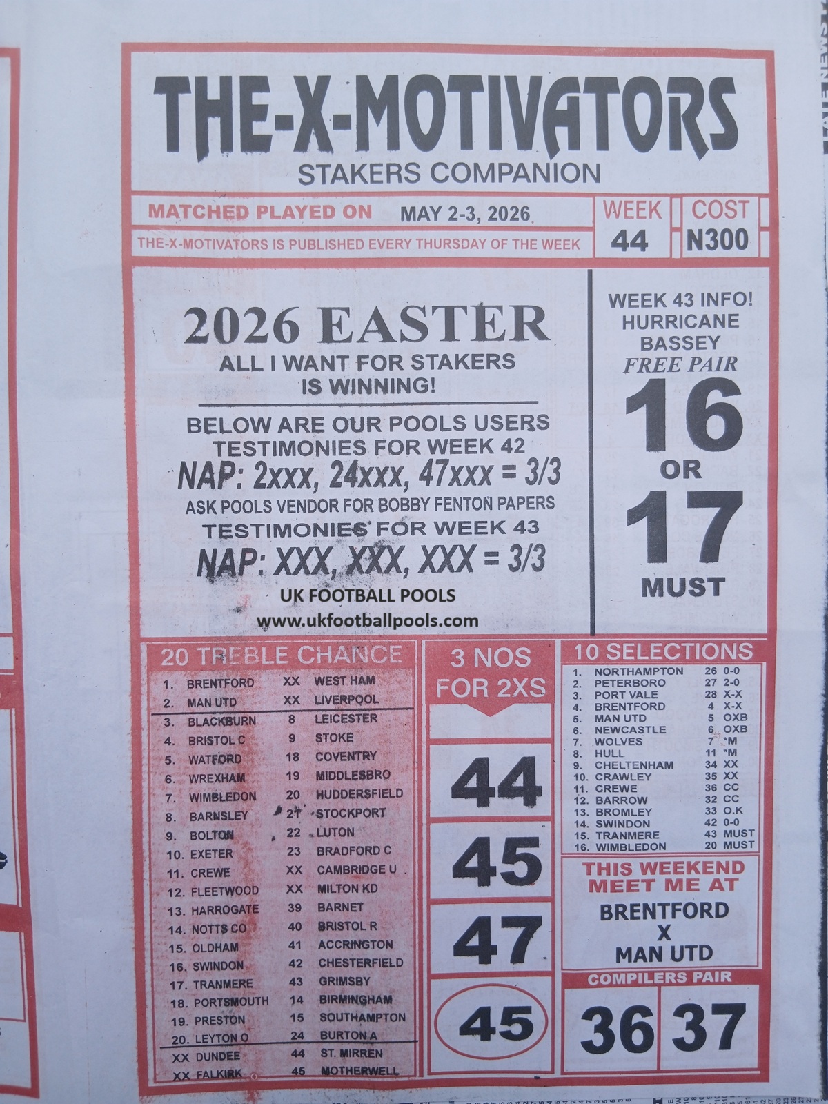 week 44 the x motivators 2026 page 1