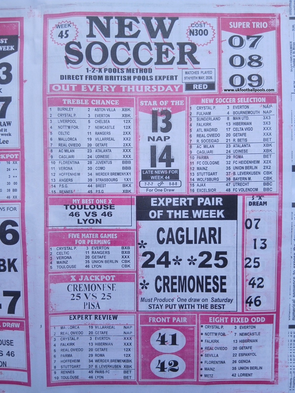 week 45 new soccer 2026 page 1