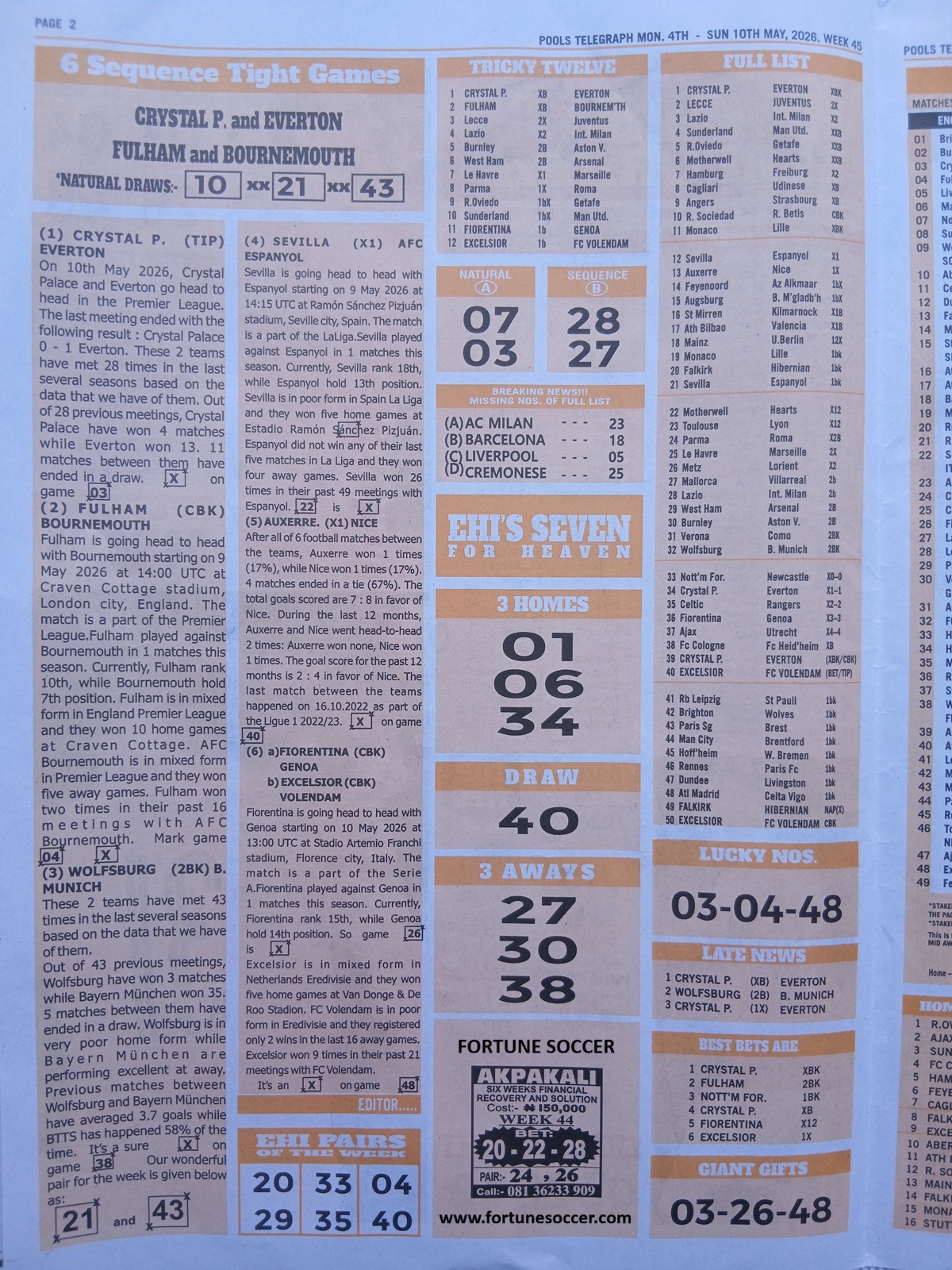 week 45 pools telegraph 2026 page 2