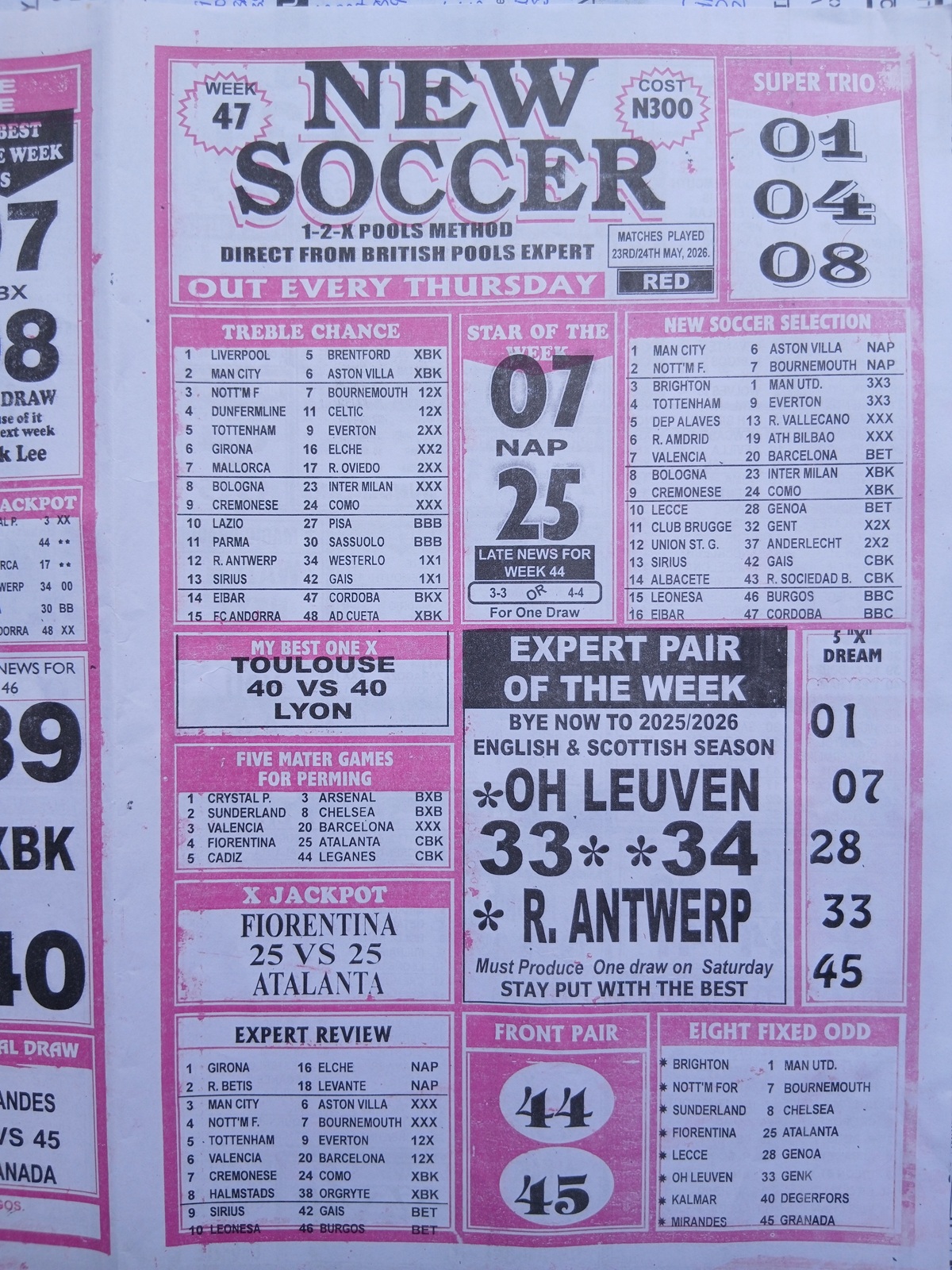 week 47 new soccer 2026 page 1