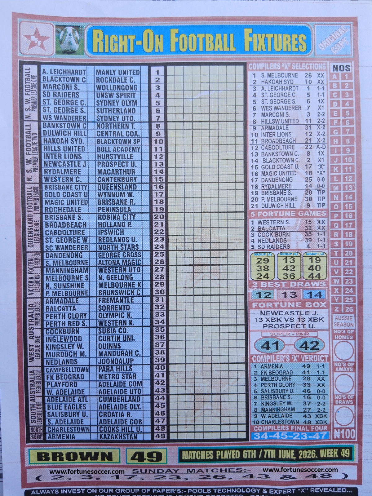 week 49 right on fixtures 2026 front page