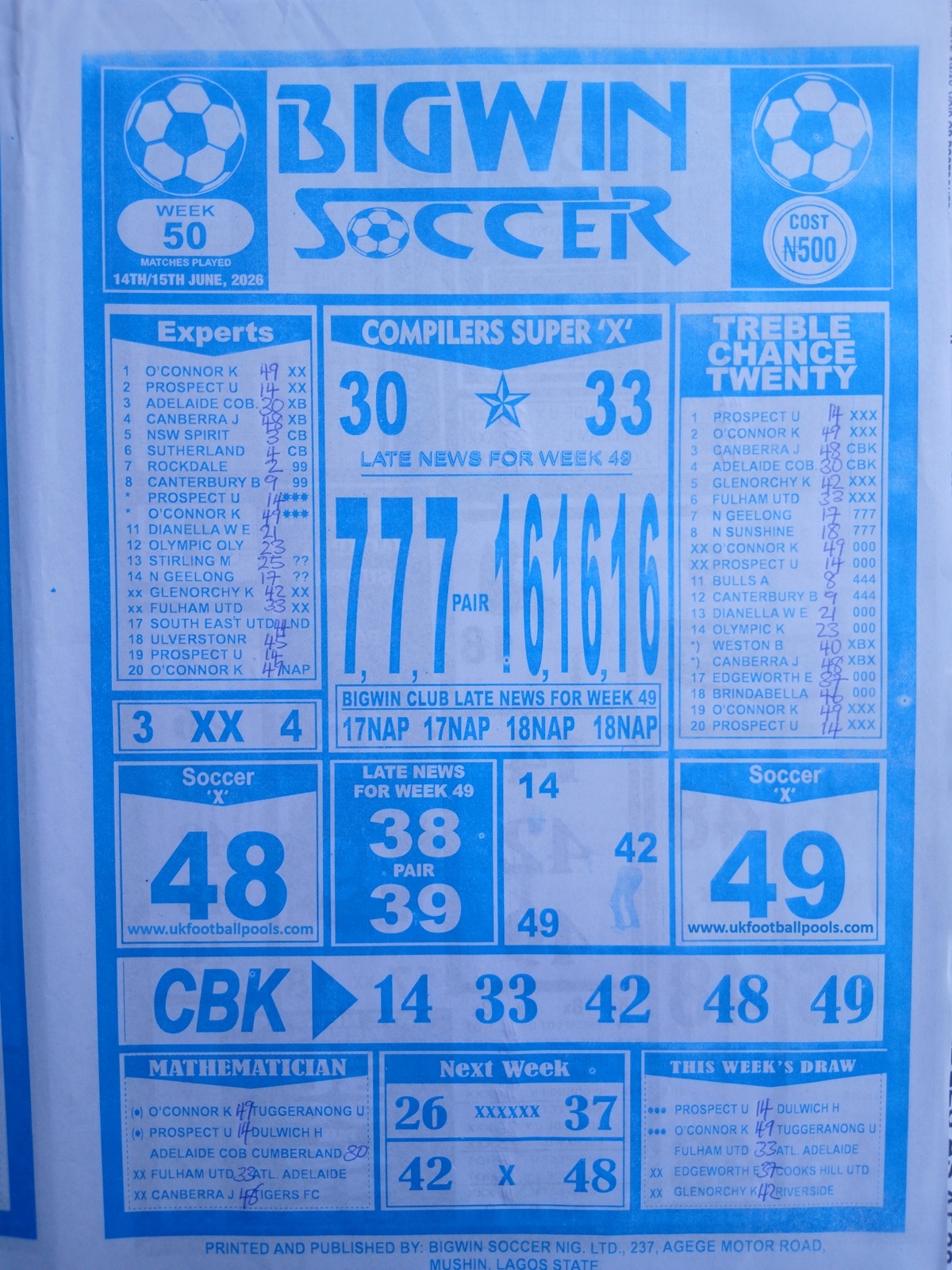 week 50 bigwin soccer 2026 page 1