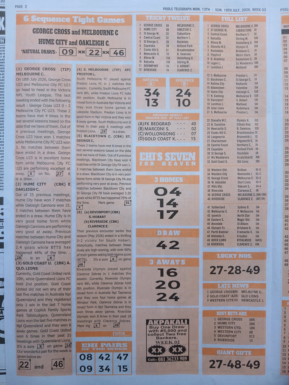 week 3 pools telegraph 2026 page 2