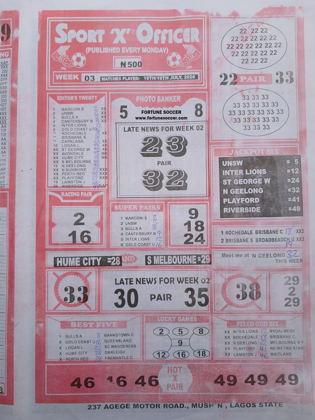 week 3 sport x officer 2026 page 1