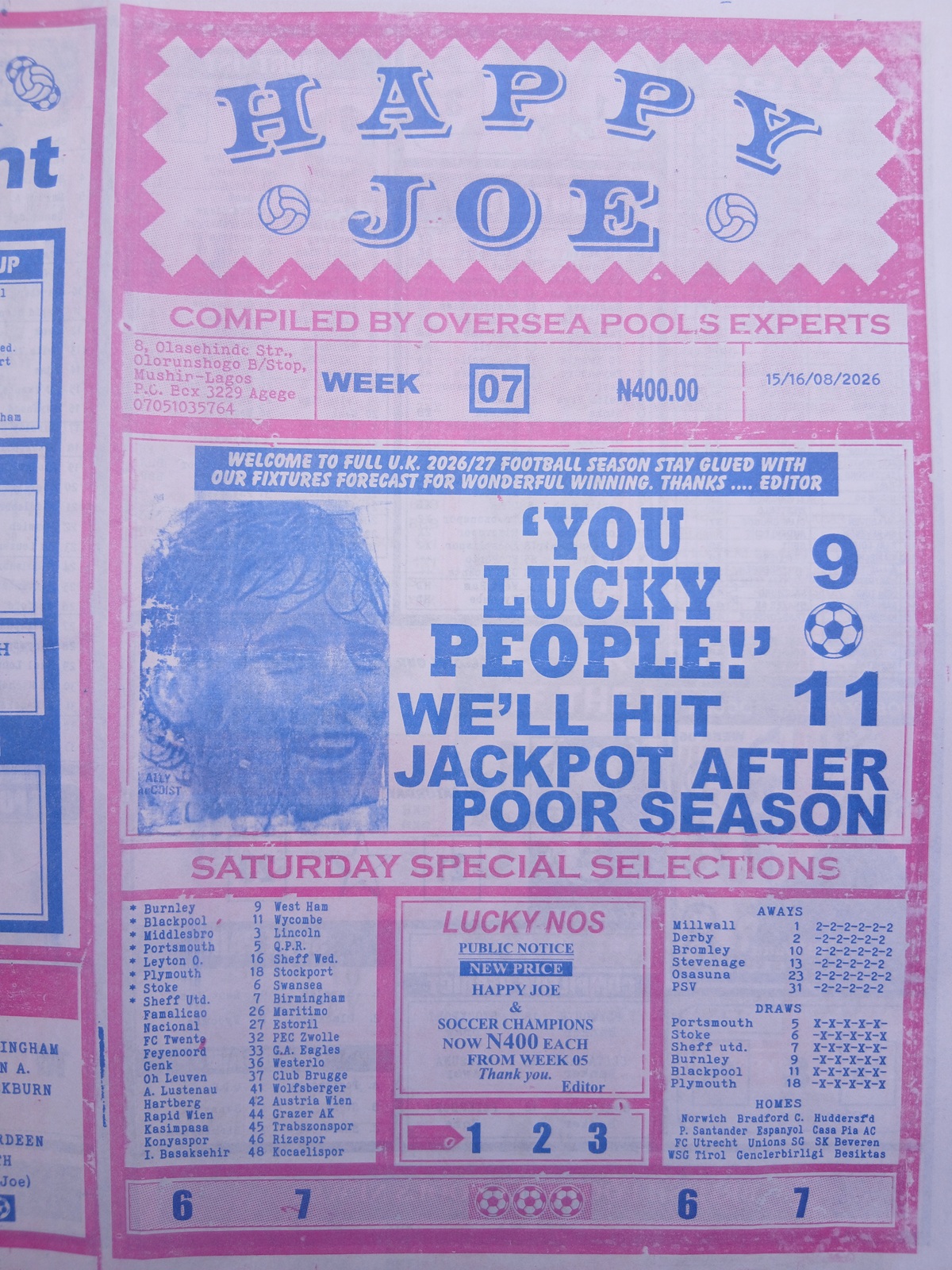 week 7 happy joe 2026 page 1